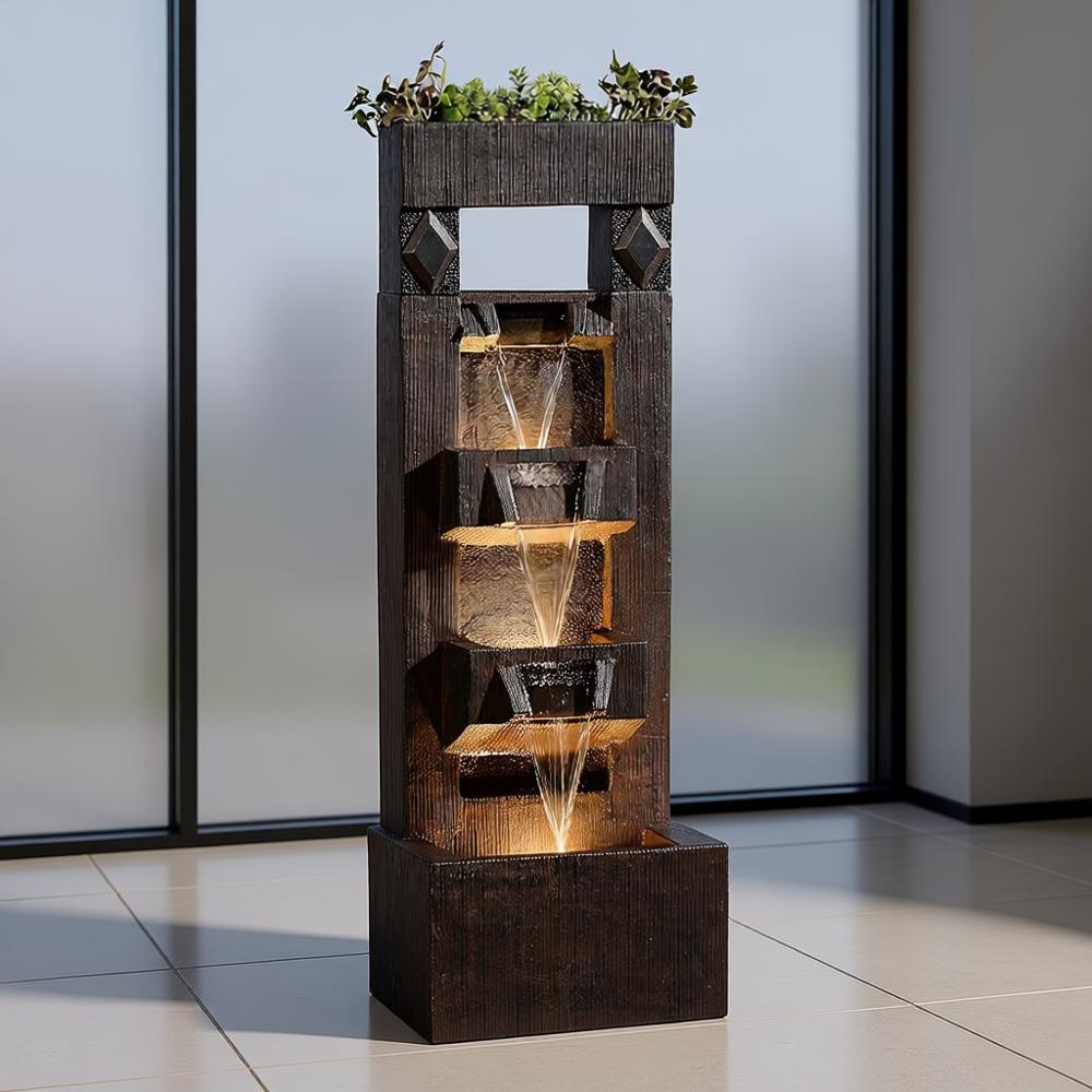 Outdoor Lighting Modern - 40.9 4-Tier Modern Outdoor Water Fountain