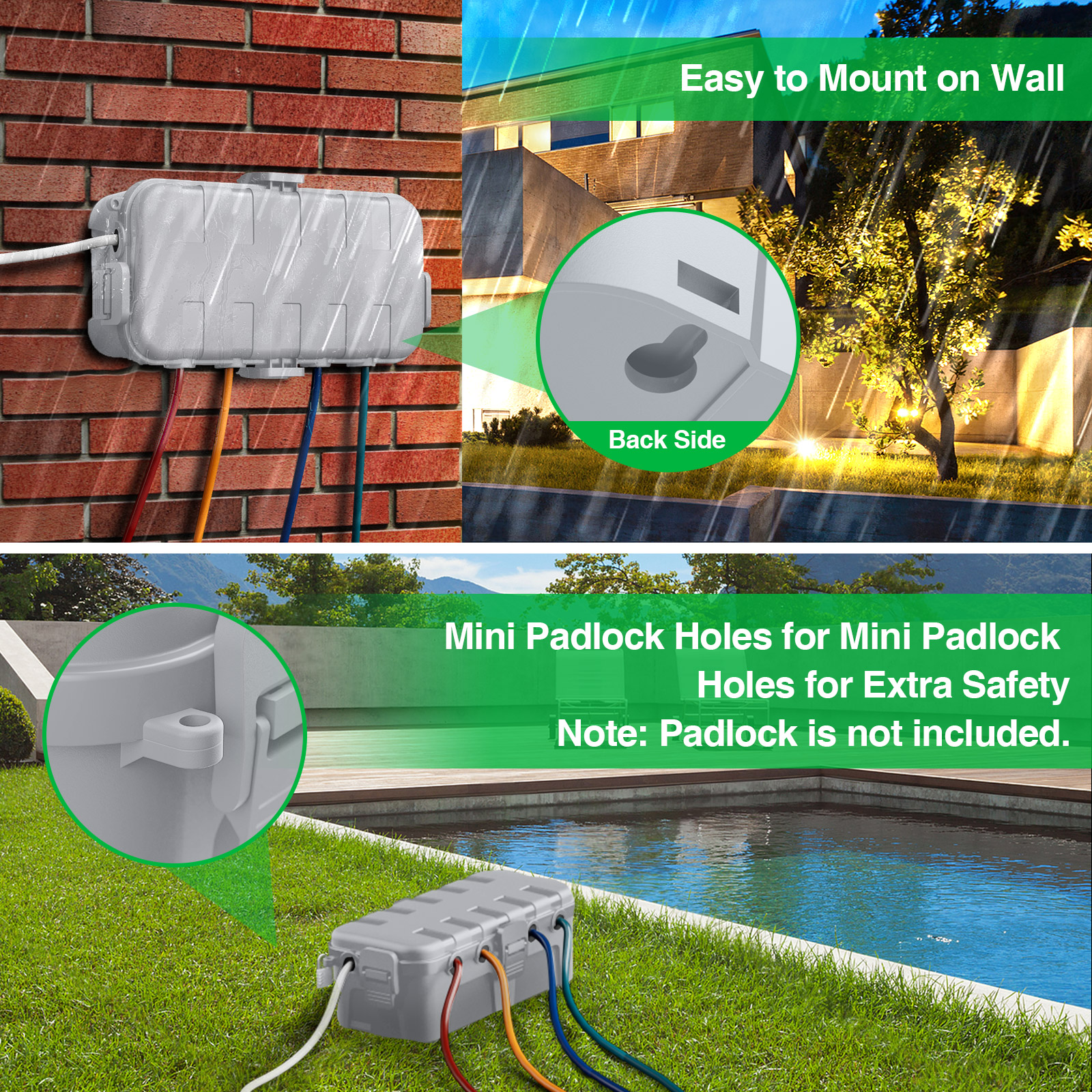 Outdoor Lighting Extension Cord - IP54 Waterproof Extension Cord Cover Medium