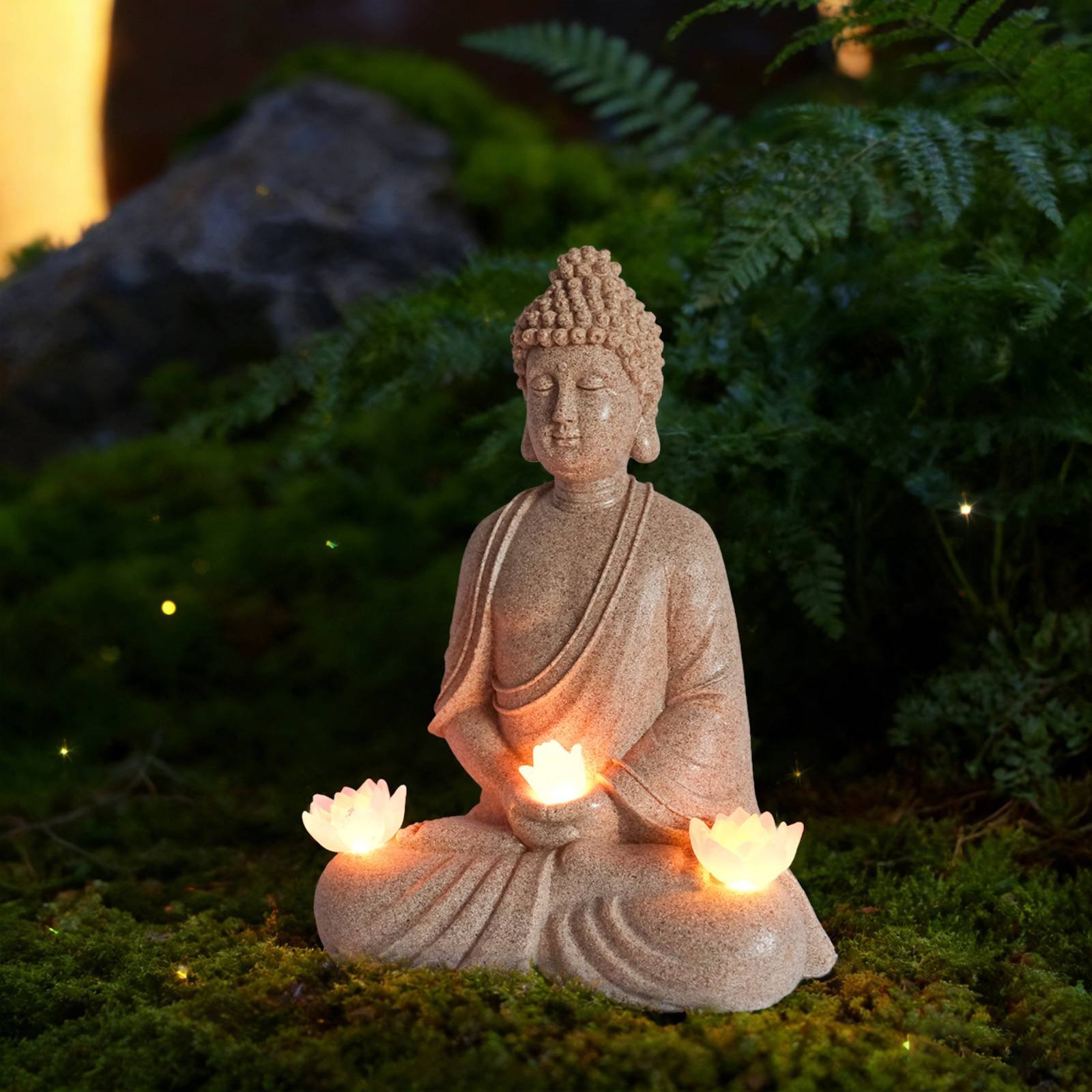 Solar Buddha Statue Outdoor Sa - Outdoor Lighting Modern reseña y precio