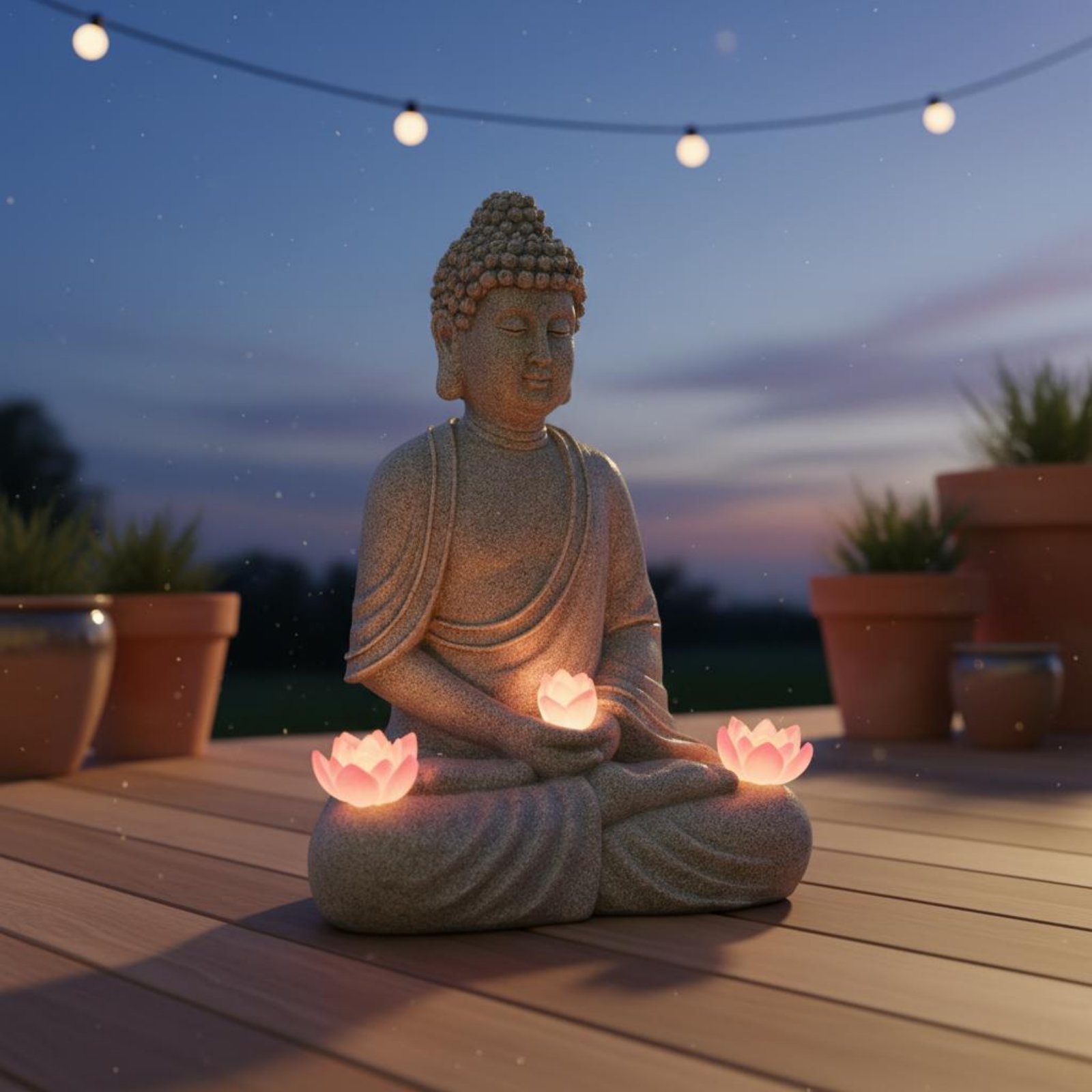 Solar Buddha Statue Outdoor Sa - Outdoor Lighting Modern reseña y precio