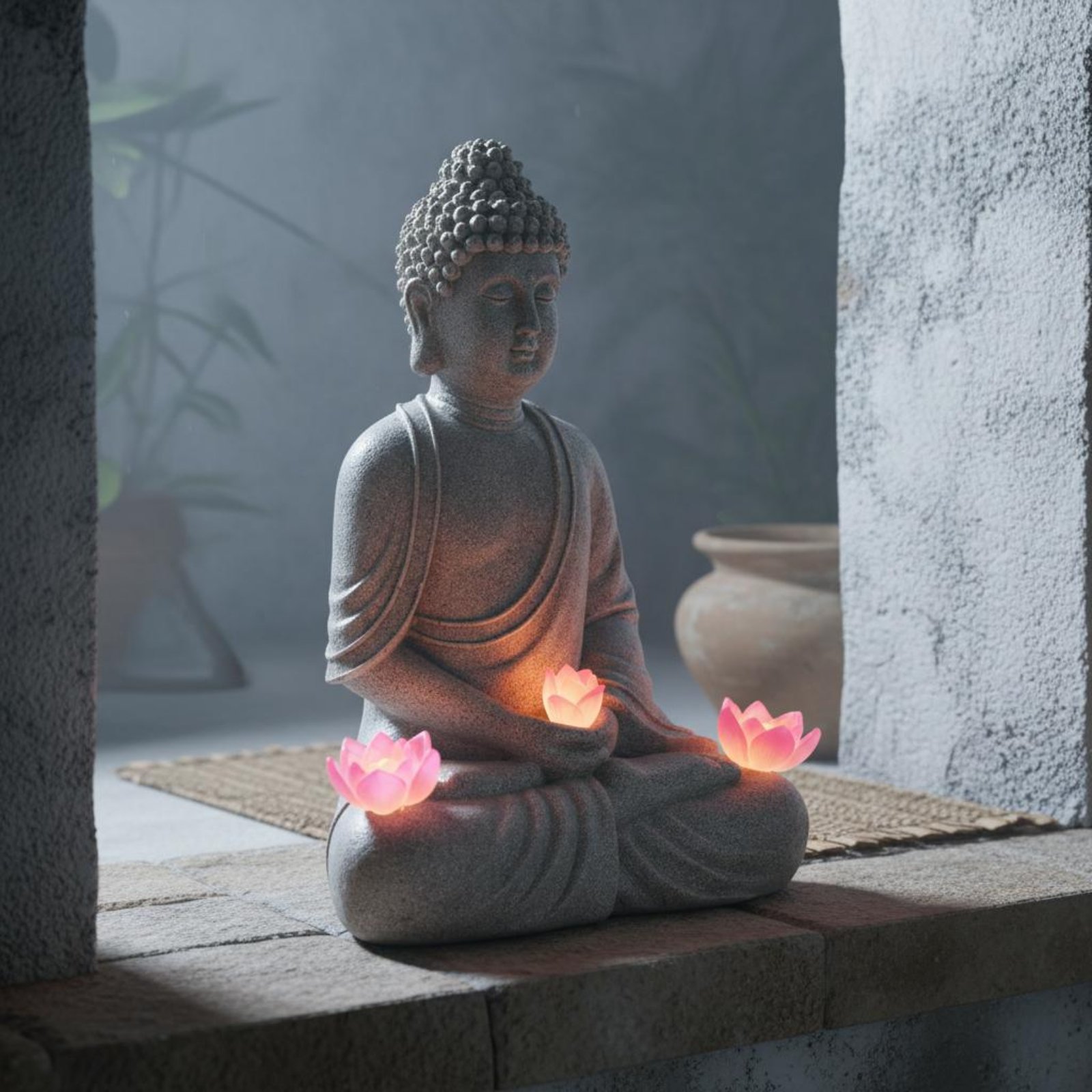 Solar Buddha Statue Outdoor Sa - Outdoor Lighting Modern reseña y precio