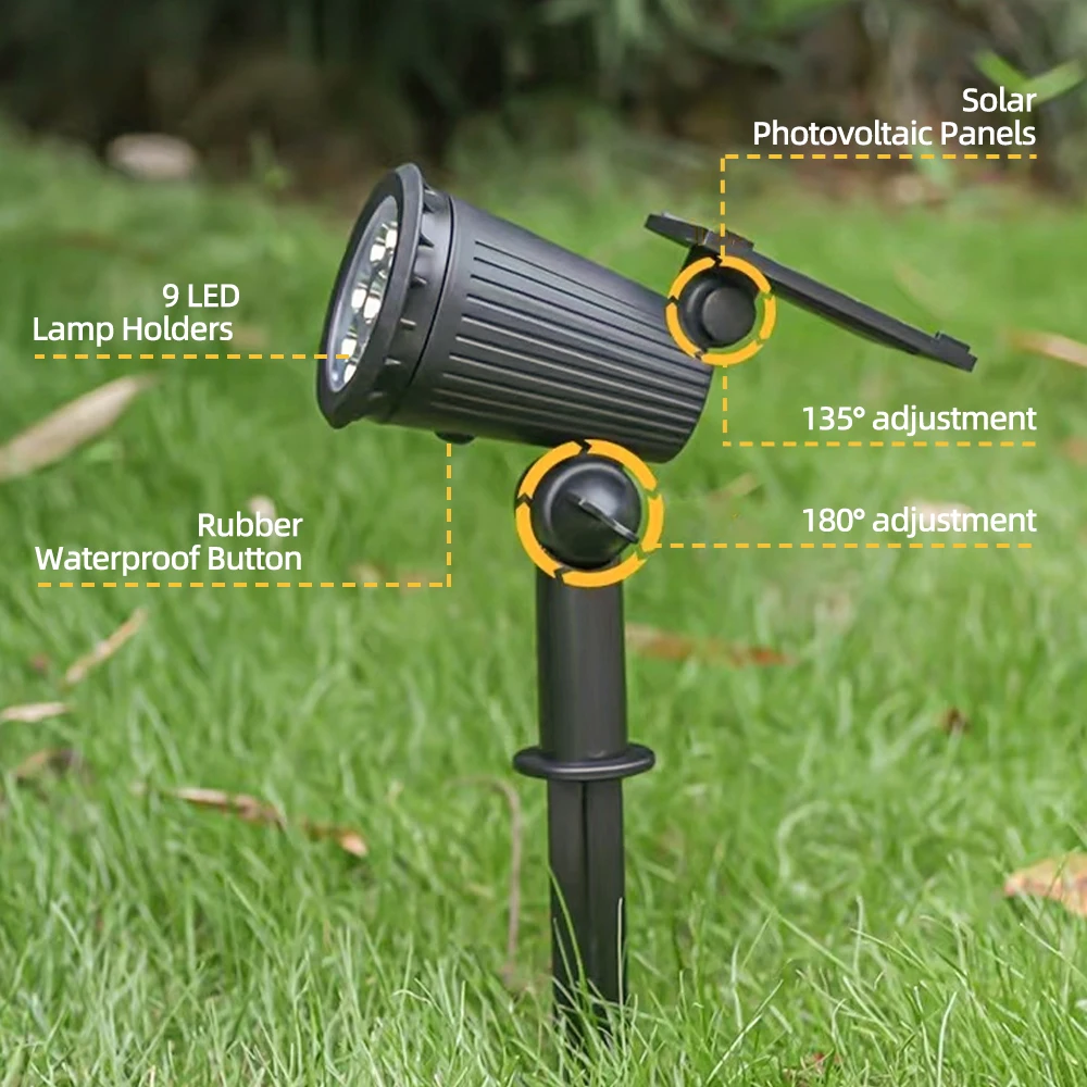 1/2PCS Solar Powered 9LED Lamp - Outdoor Lighting With Outlet reseña y precio