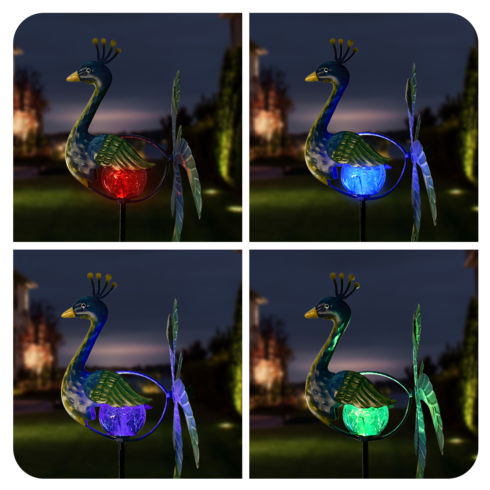 Solar Wind Spinner Peacock Out - Solar Path Light reseña y precio
