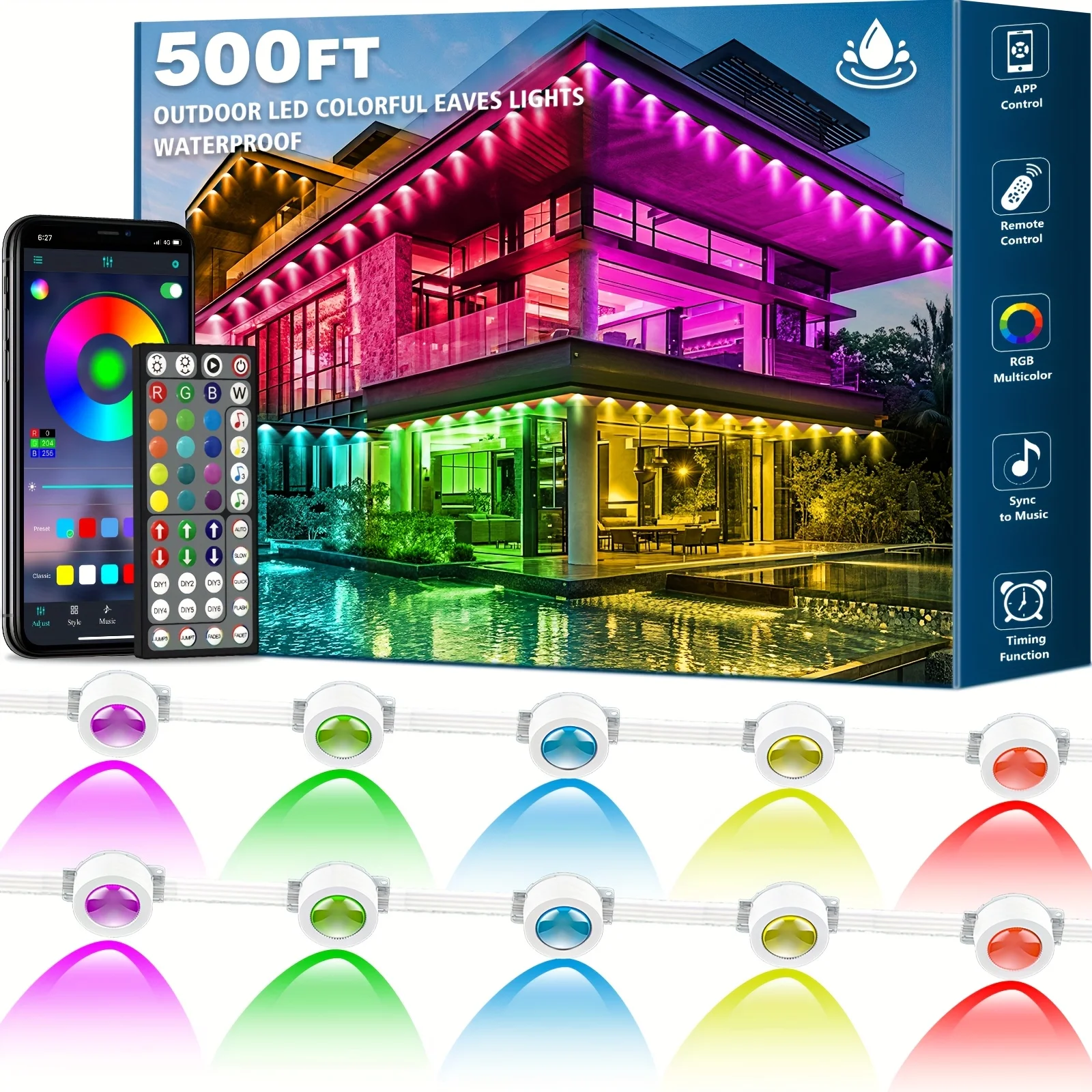 500 Feet, 250 Bulbs, IP67 Wate - Solar Path Light reseña y precio