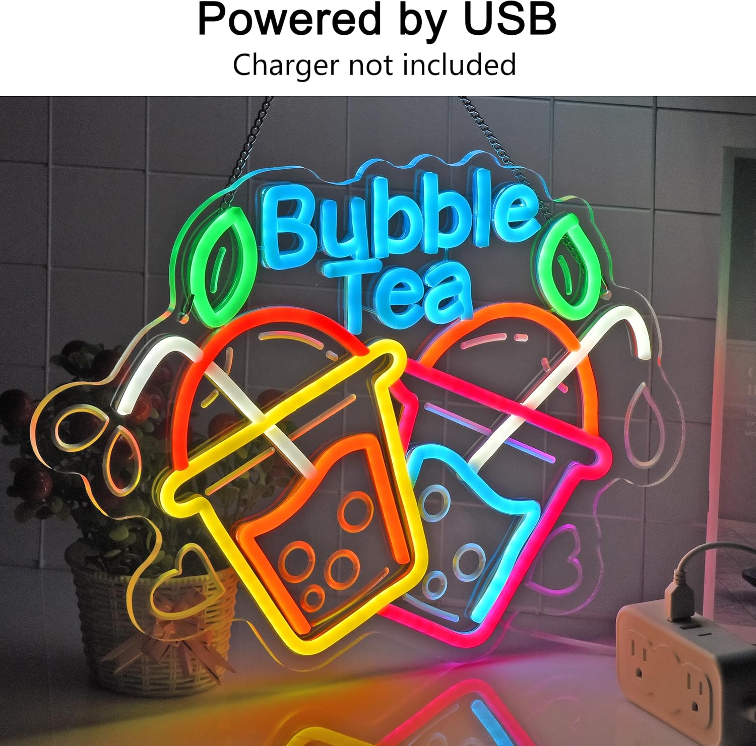 Bubble Tea Neon Sign USB Led L - Outdoor Lighting Restaurant reseña y precio