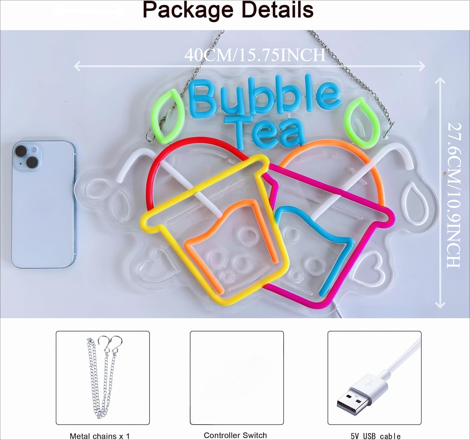 Bubble Tea Neon Sign USB Led L - Outdoor Lighting Restaurant reseña y precio
