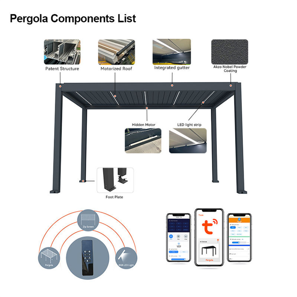 Aluminum Bioclimatic Pergola s - Outdoor Lighting Restaurant reseña y precio
