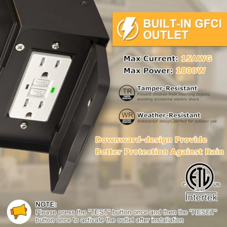 Porch Light with GFCI Outlet B - Outdoor Lighting With Outlet reseña y precio