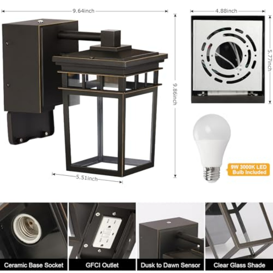 Porch Light with GFCI Outlet B - Outdoor Lighting With Outlet reseña y precio
