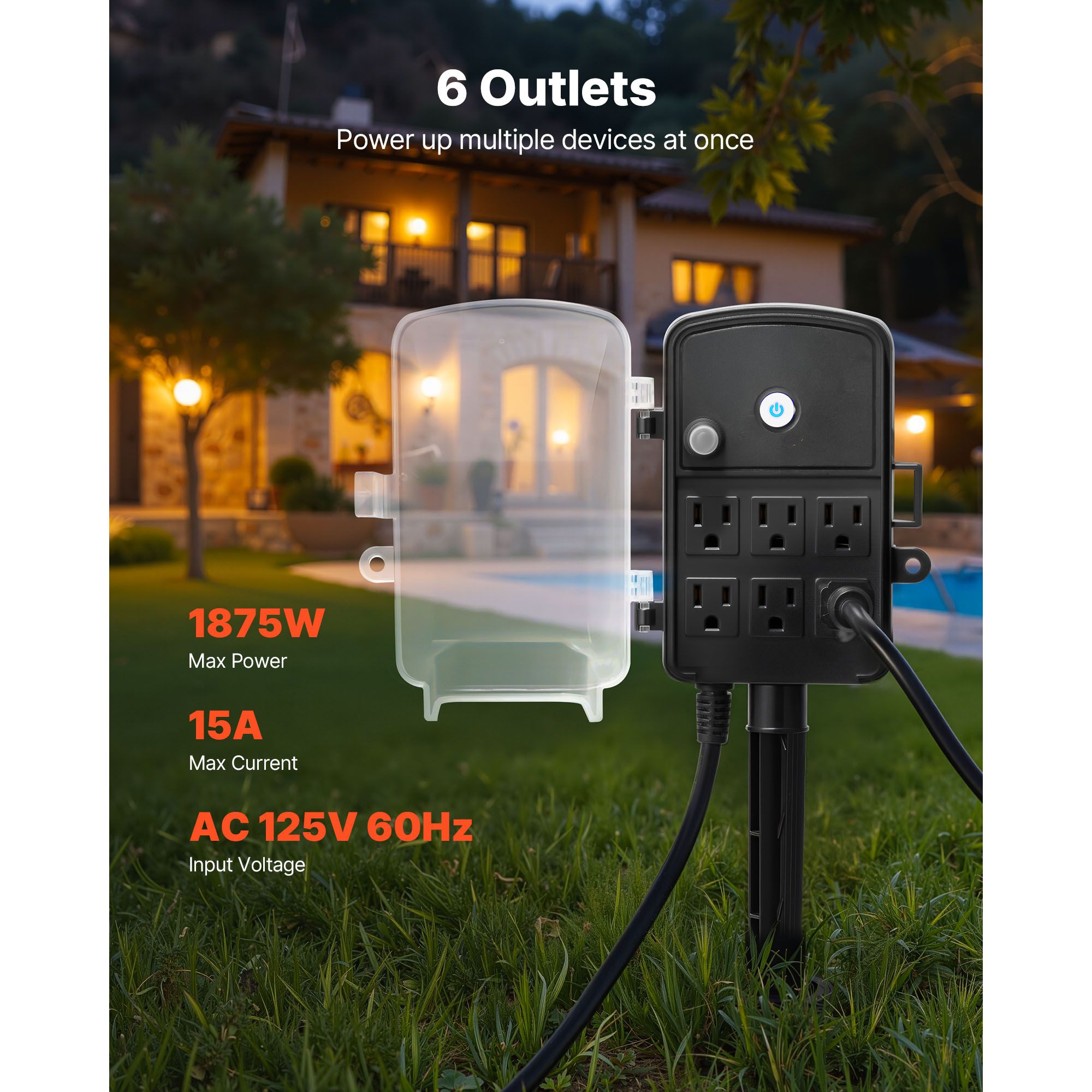 Outdoor Power Stake 25FT Exten - Outdoor Lighting With Outlet reseña y precio